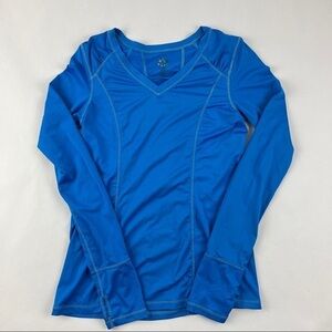 Sm Performance Tshirt Womens Small Blue Long Sleeve Thumb Holes